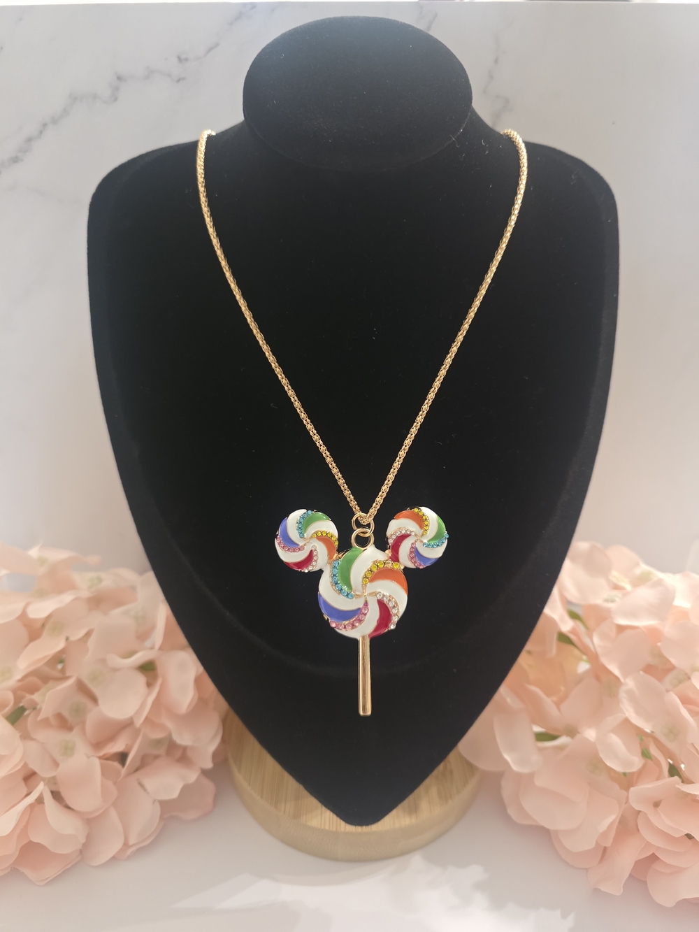 Betsey Johnson - Gold-Tone Rainbow Enamel Lollipop Necklace